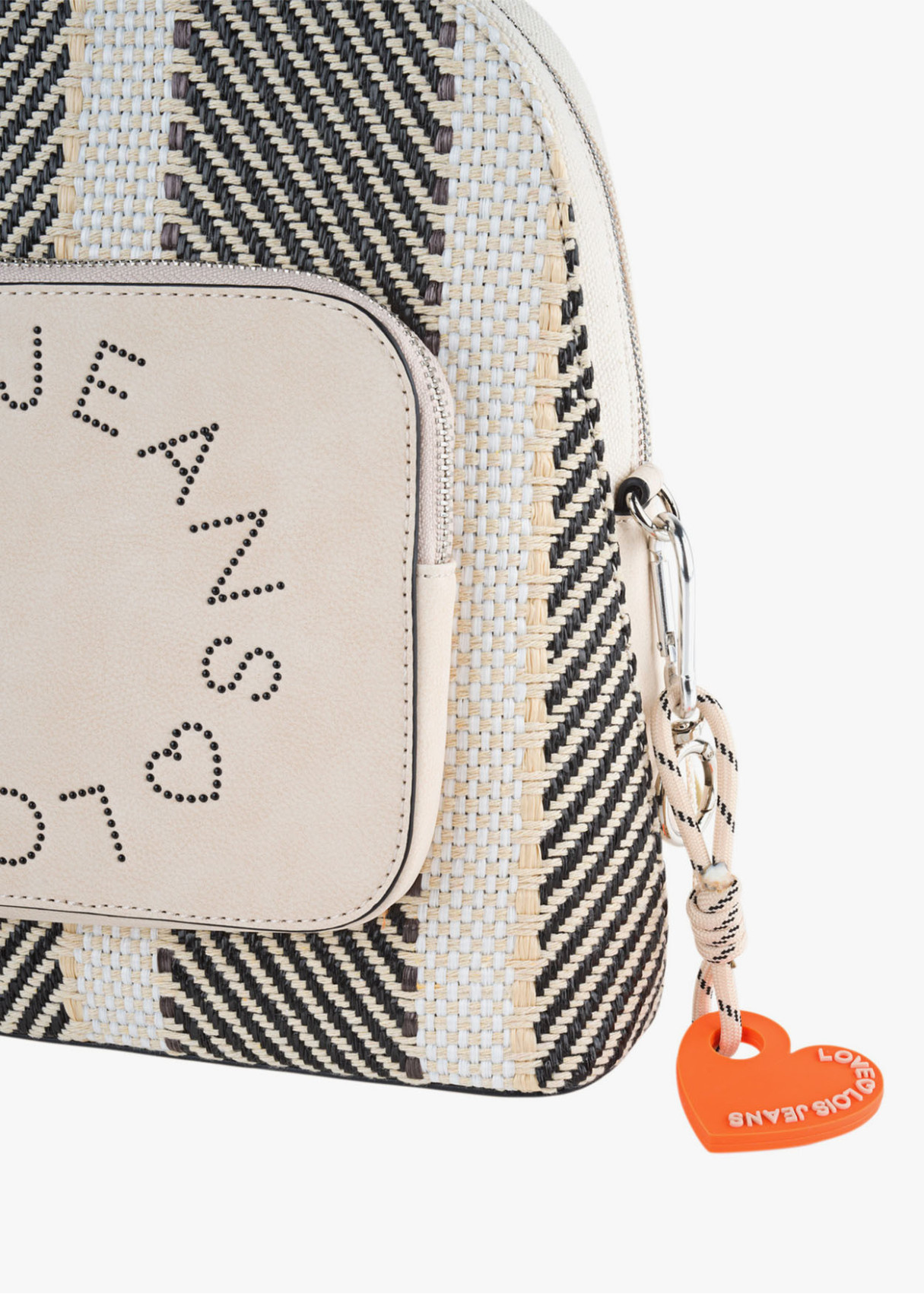 Mochila antirrobo impermeable estampado rayas Lois Love beige