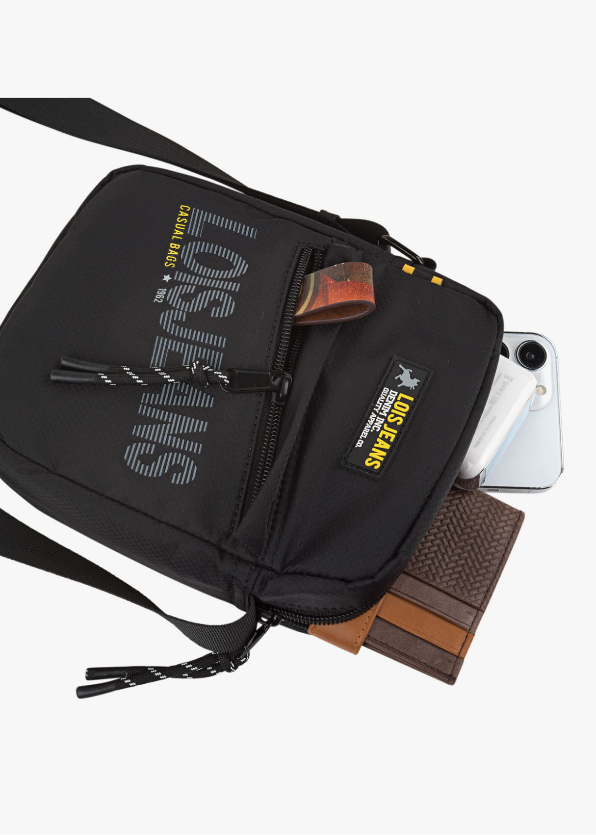 Bandolera ajustable logo Lois jeans negra