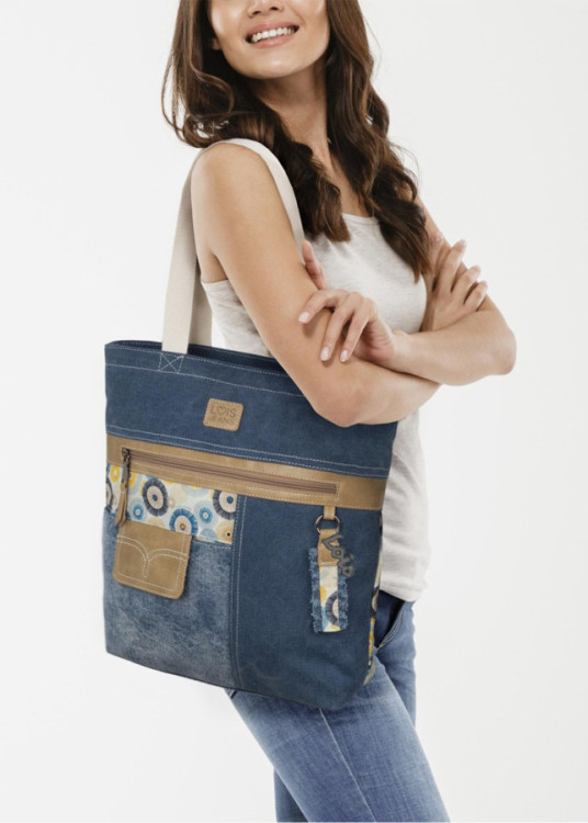 Bolso Shopper estampado denim