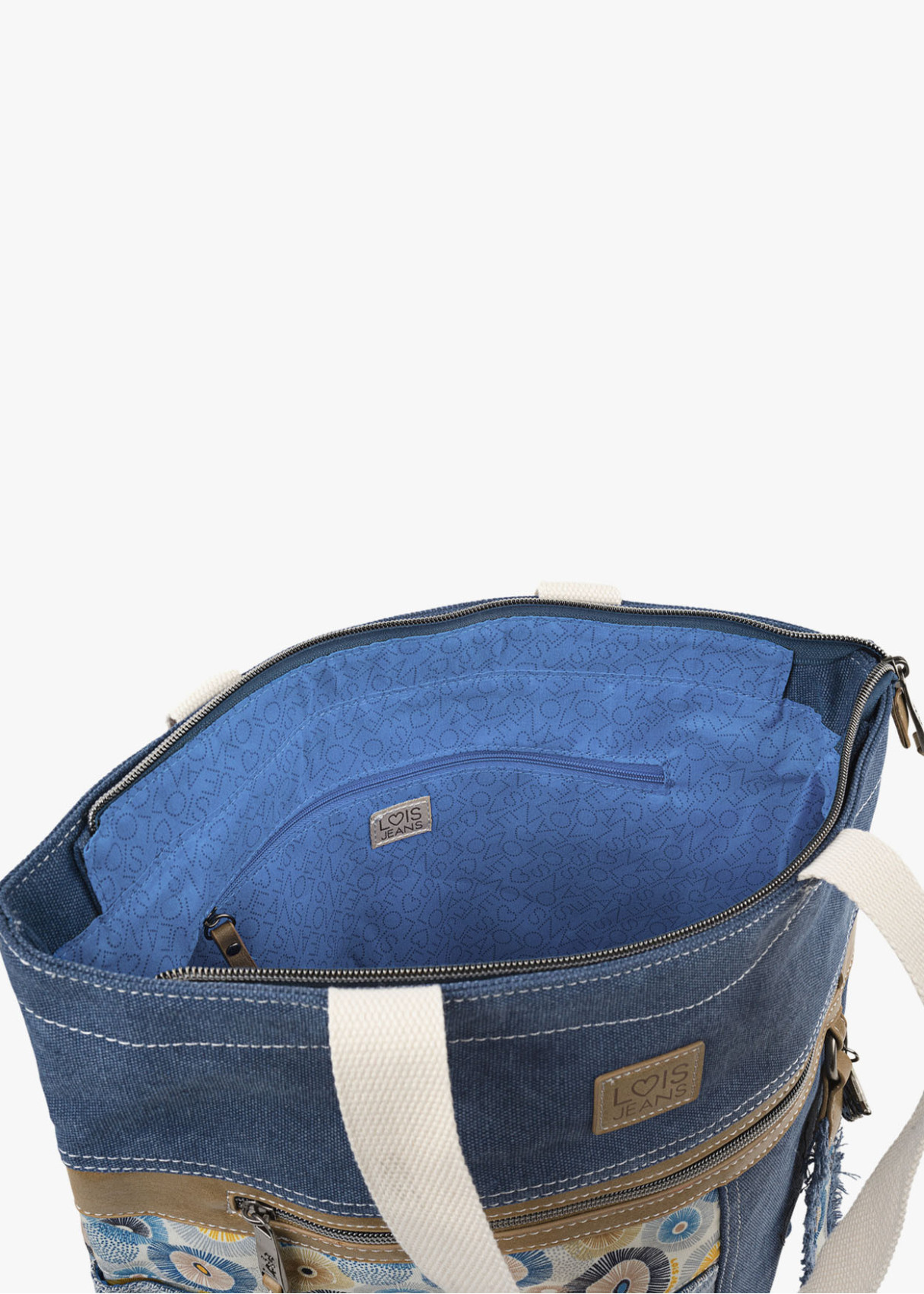 Bolso Shopper estampado denim azul