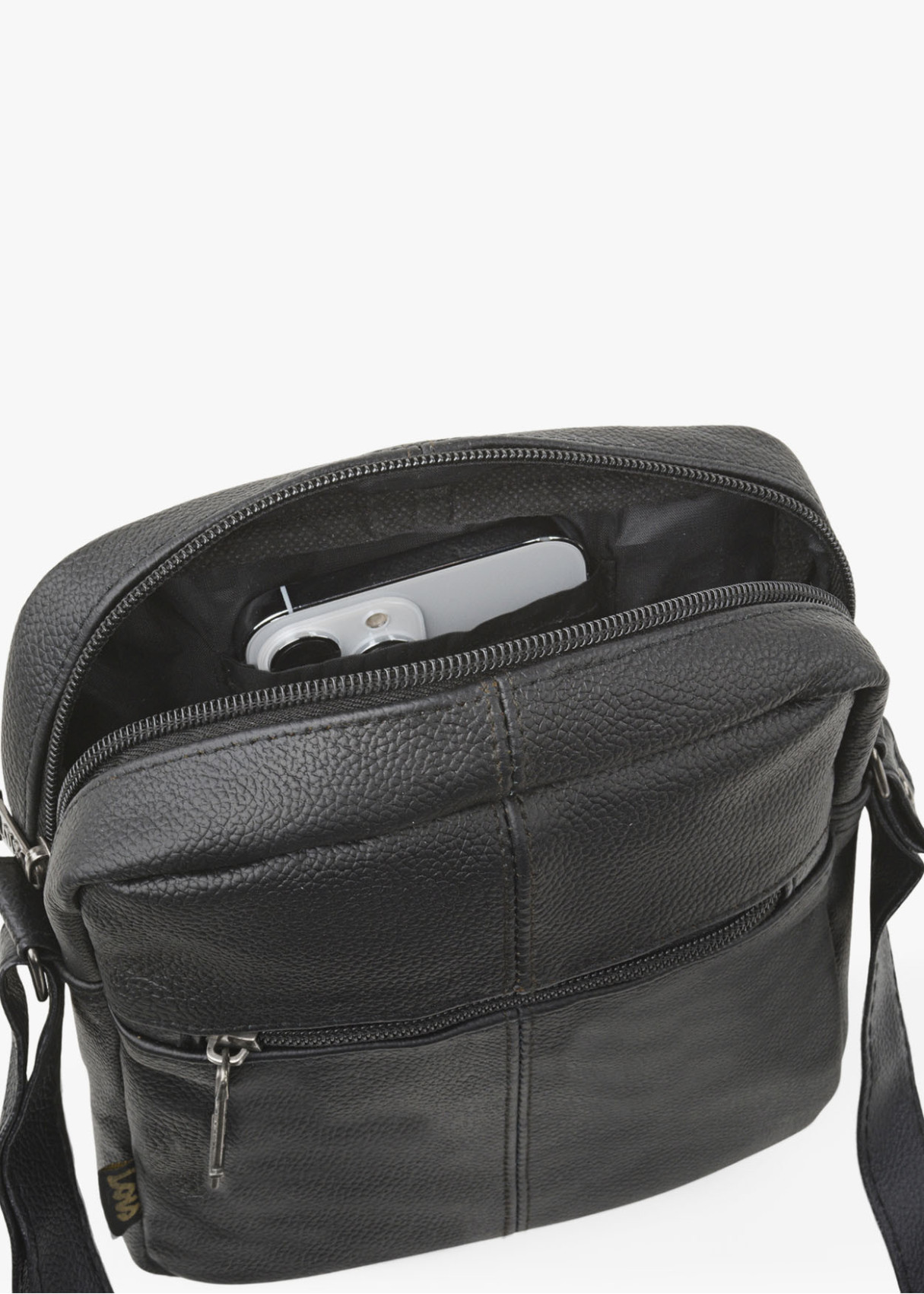 Bandolera ajustable solapa bolsillo negra