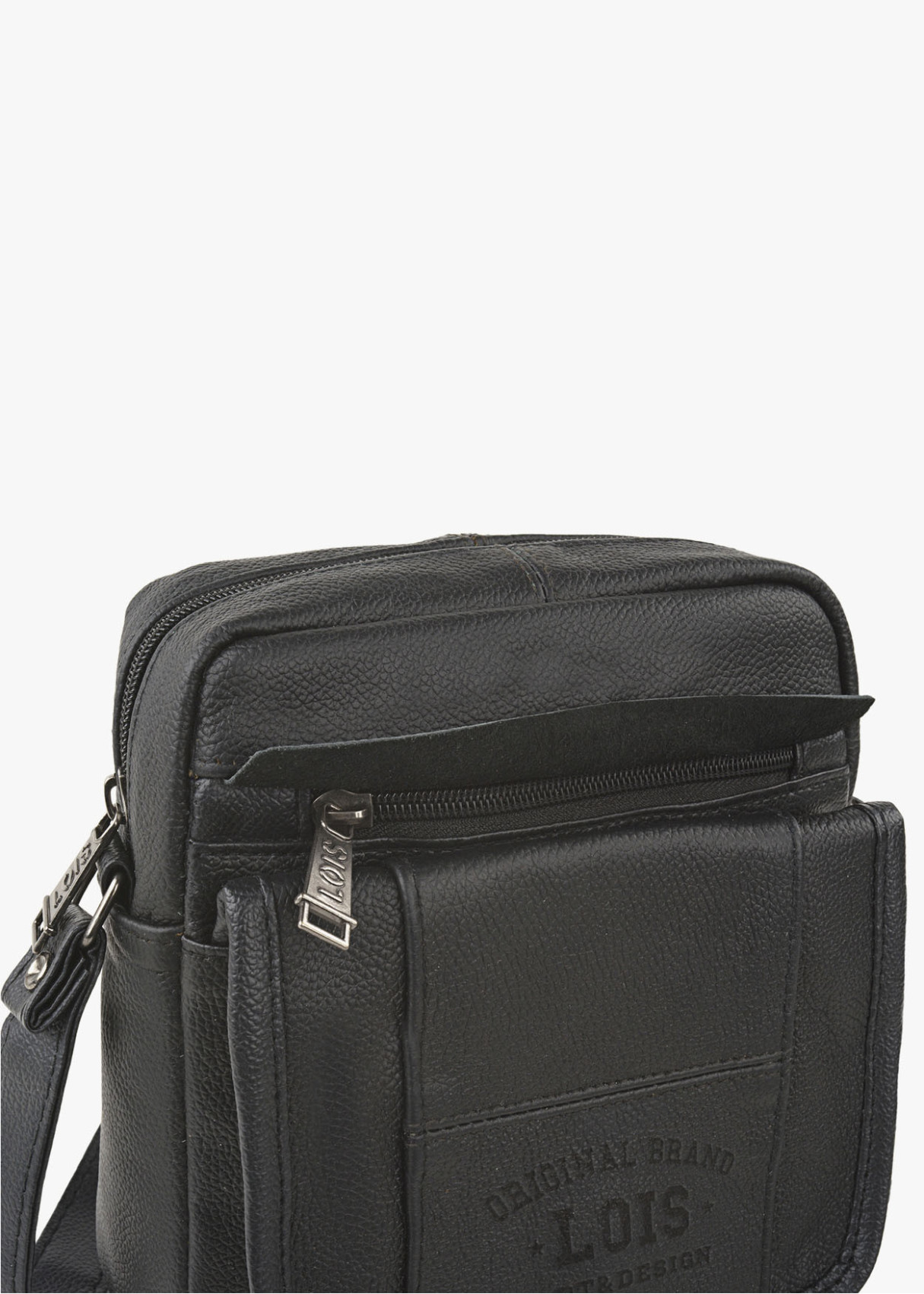 Bandolera ajustable solapa bolsillo negra