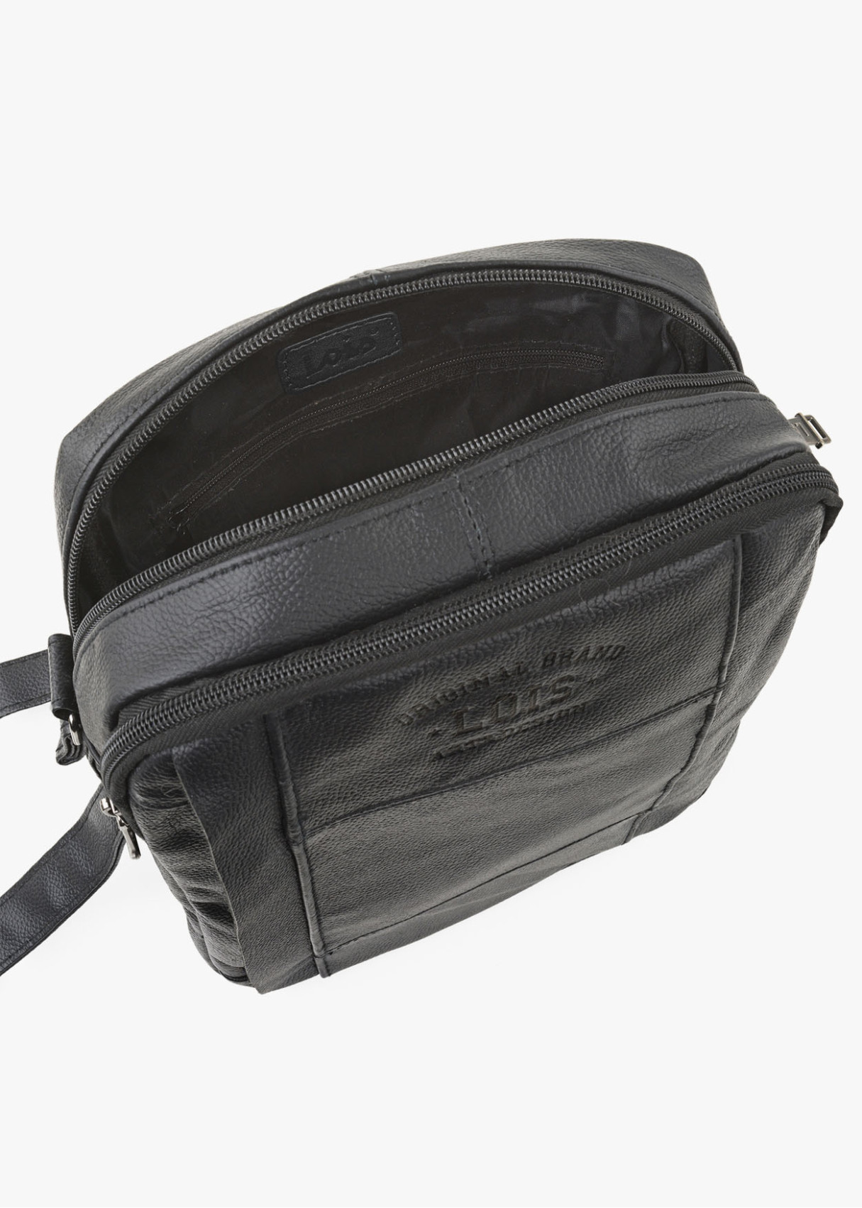 Bandolera ajustable porta tablet bolsillos ocultos cremallera negra