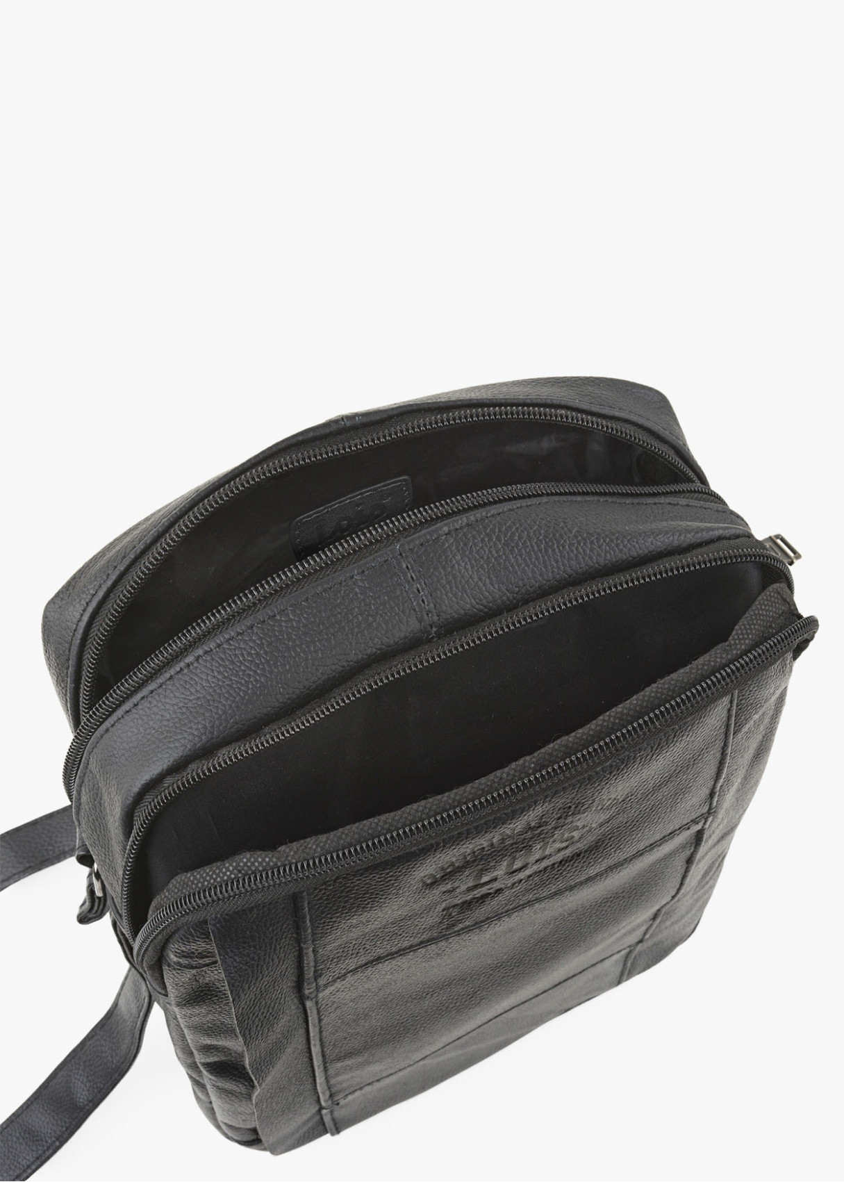 Bandolera ajustable porta tablet bolsillos ocultos cremallera negra
