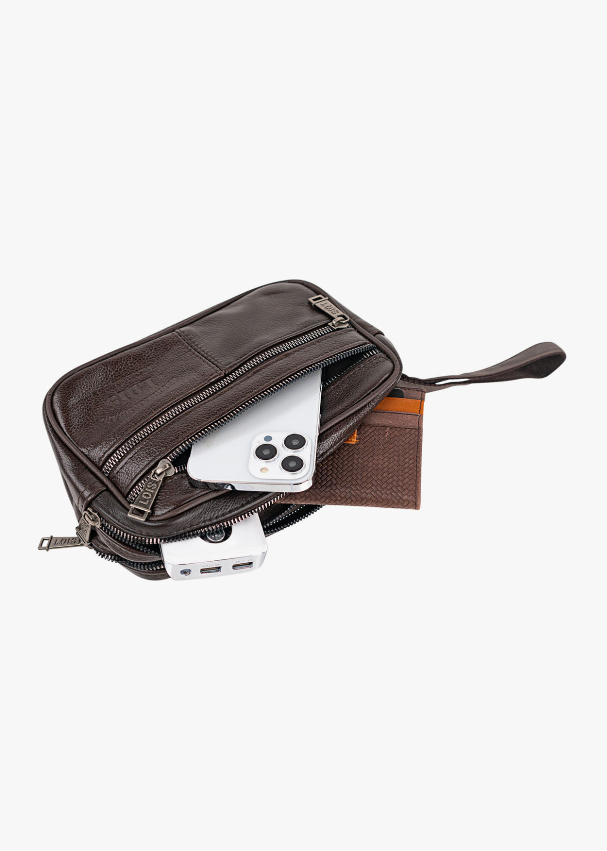 Bolso De Mano Multifuncional cremalleras marrón