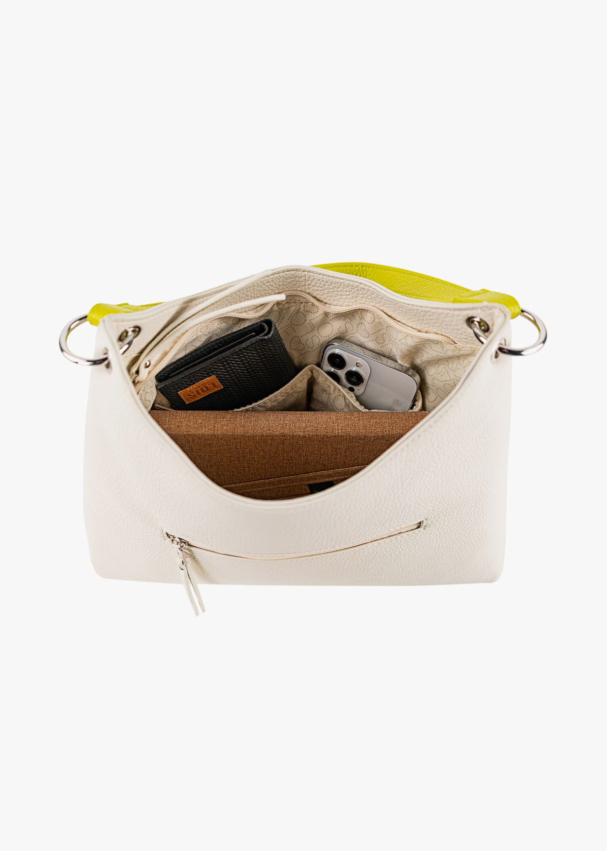 Bolso shopper bolsillo trasero bicolor beige
