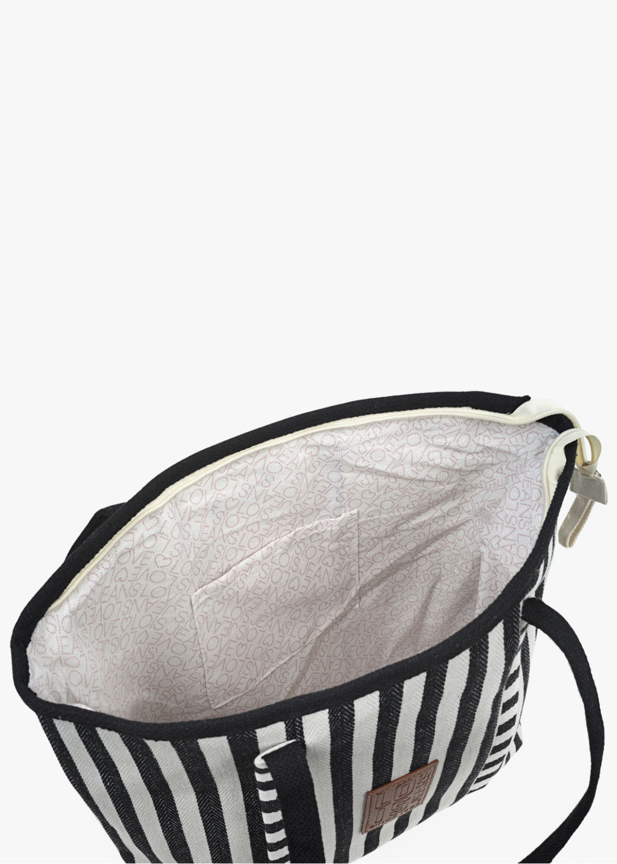 Bolso Playa Grande cremallera rayas negro