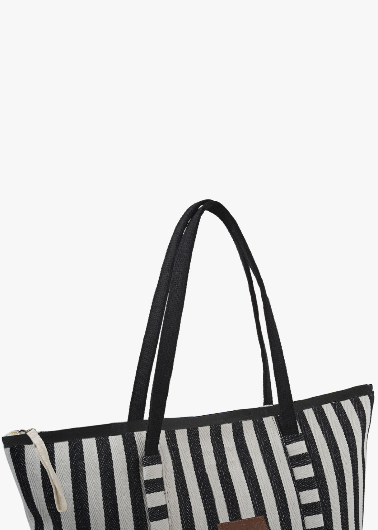 Bolso Playa Grande cremallera rayas negro