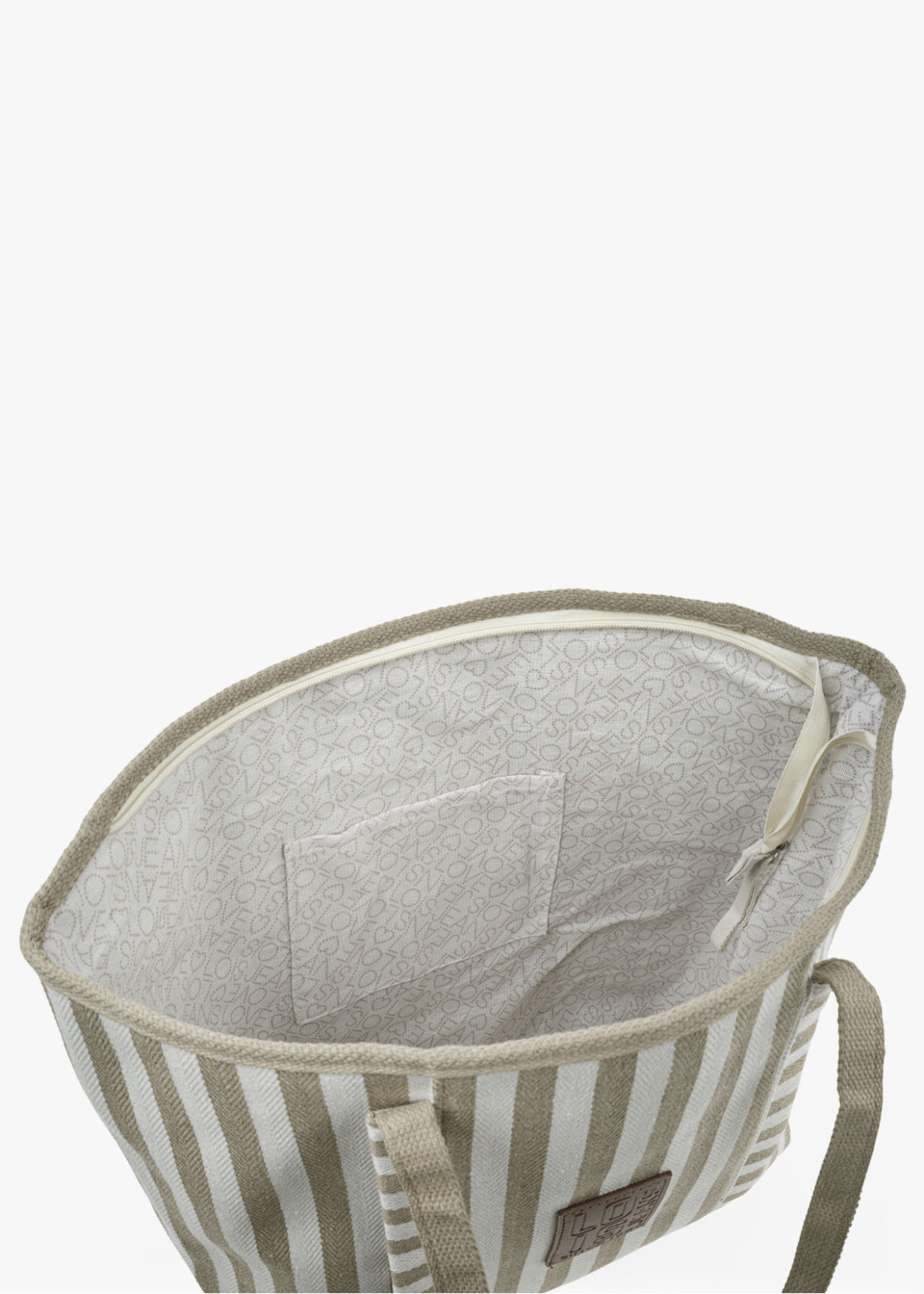 Bolso Playa Grande cremallera rayas taupe