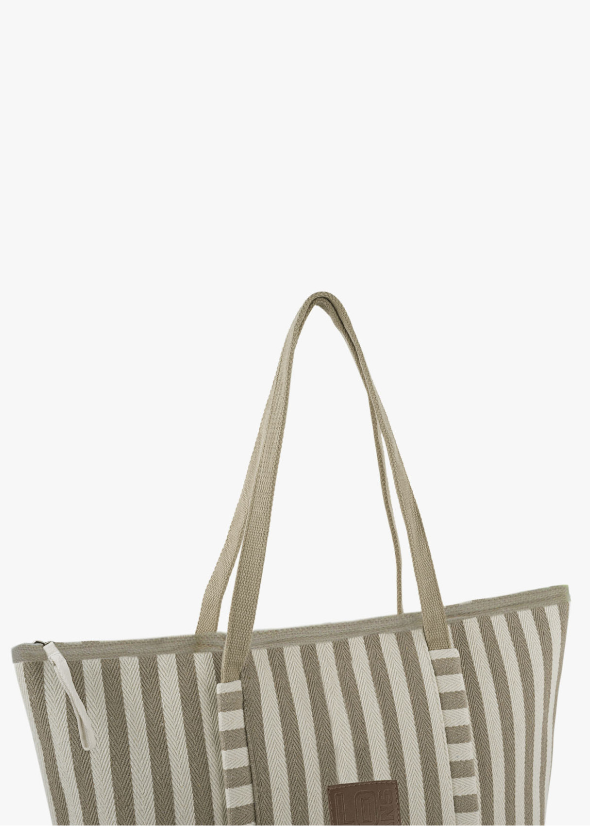 Bolso Playa Grande cremallera rayas taupe