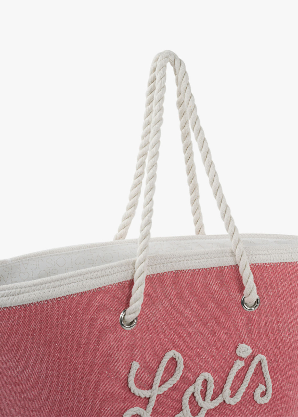 Bolsa Playa cremallera logo bordado rosa