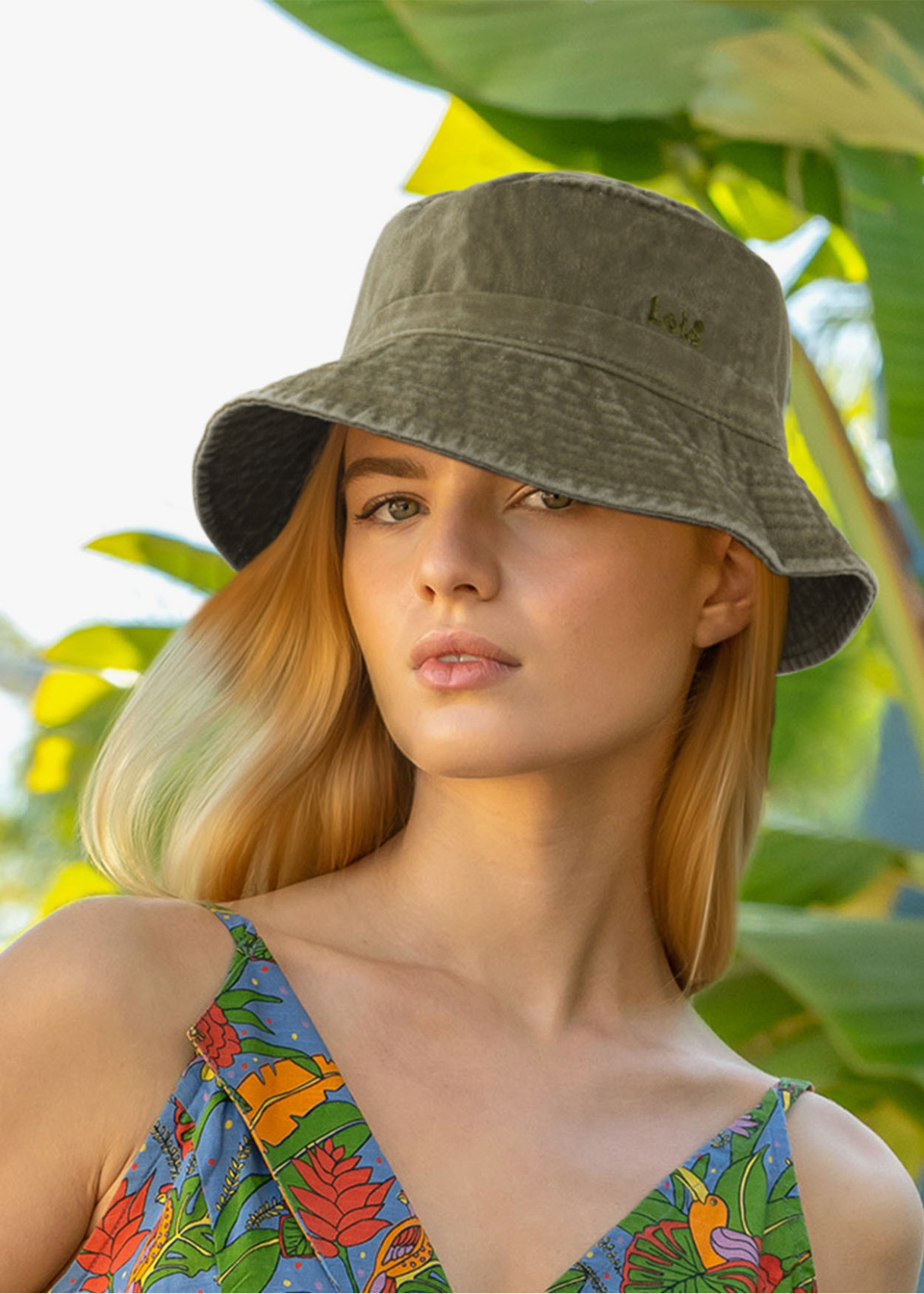 Gorro Pescador Estilo Bucket lona lavada caqui