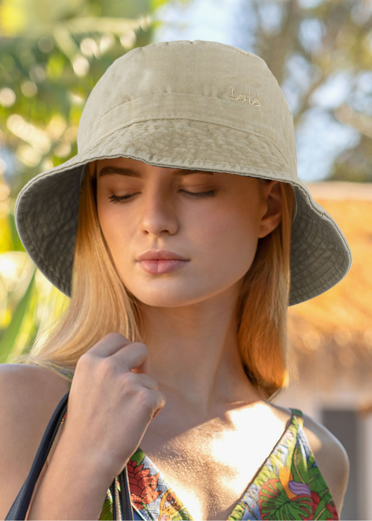 Gorro Pescador Estilo Bucket lona lavada beige