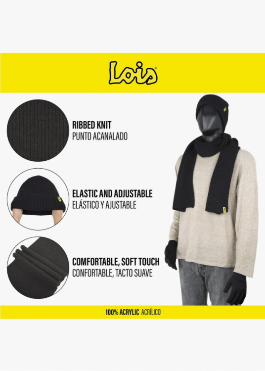 Conjunto Gorro Y Bufanda Con Guantes Negro