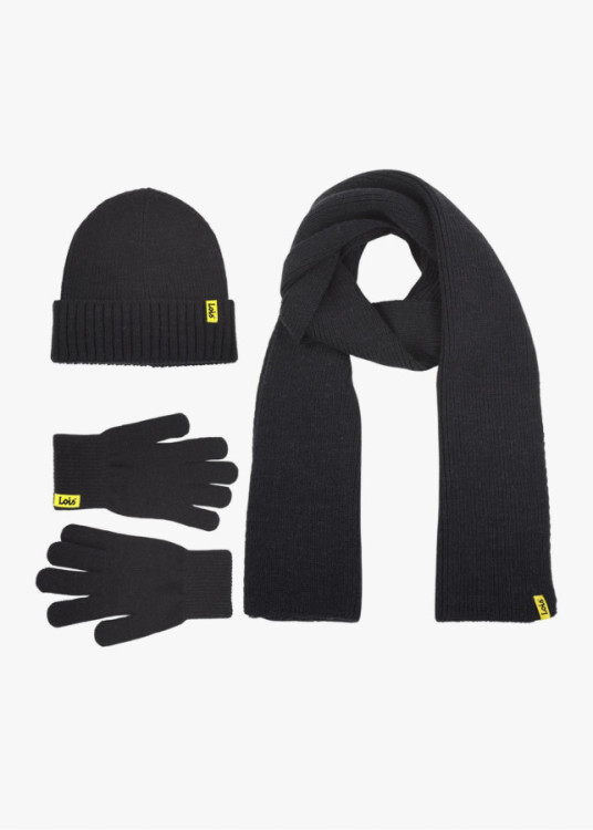 Conjunto Gorro Y Bufanda Con Guantes Negro