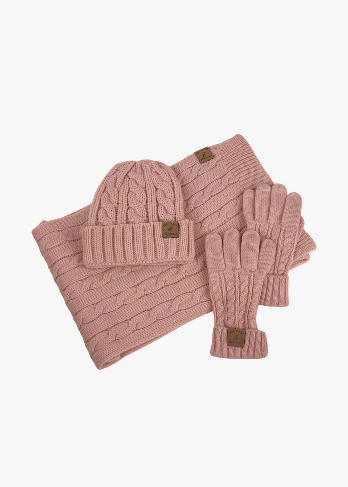 Conjunto Gorro Y Bufanda Con Guantes Rosa