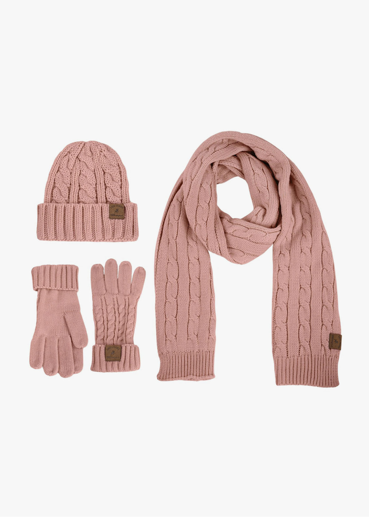 Conjunto Gorro Y Bufanda Con Guantes Rosa