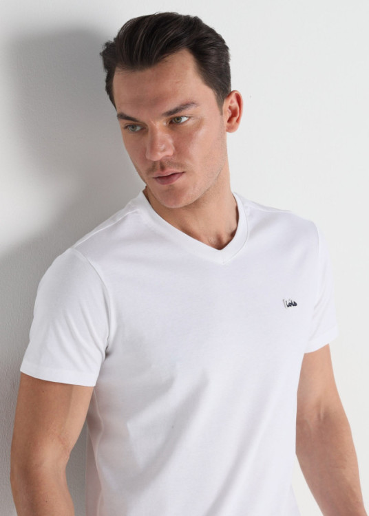 Camiseta Manga Corta Cuello pico blanca