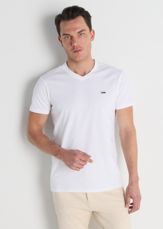 Camiseta Manga Corta Cuello pico blanca