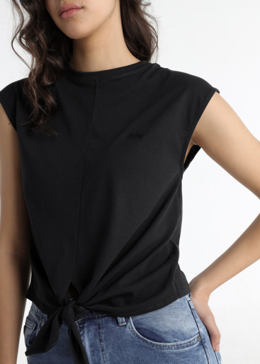 Camiseta Básica Tejido Mezcla De Lino De Manga Larga negra