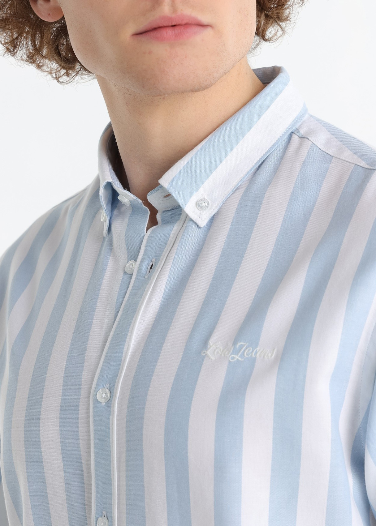 Camisa Con Estampado De Rayas Tejido Oxford De Manga Larga rayas