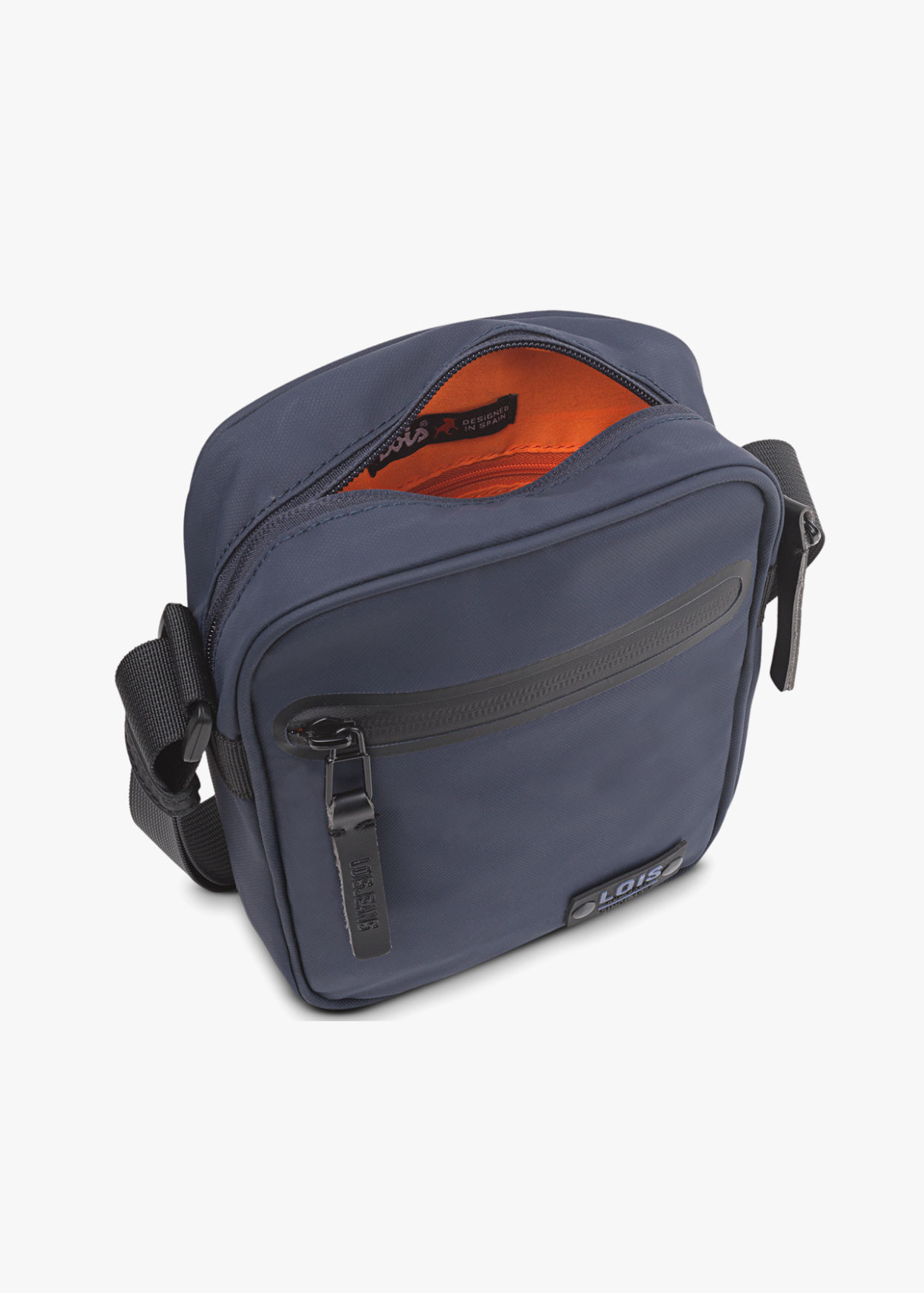 Bolso bandolera ajustable con bolsillo contraste color interior azul marino