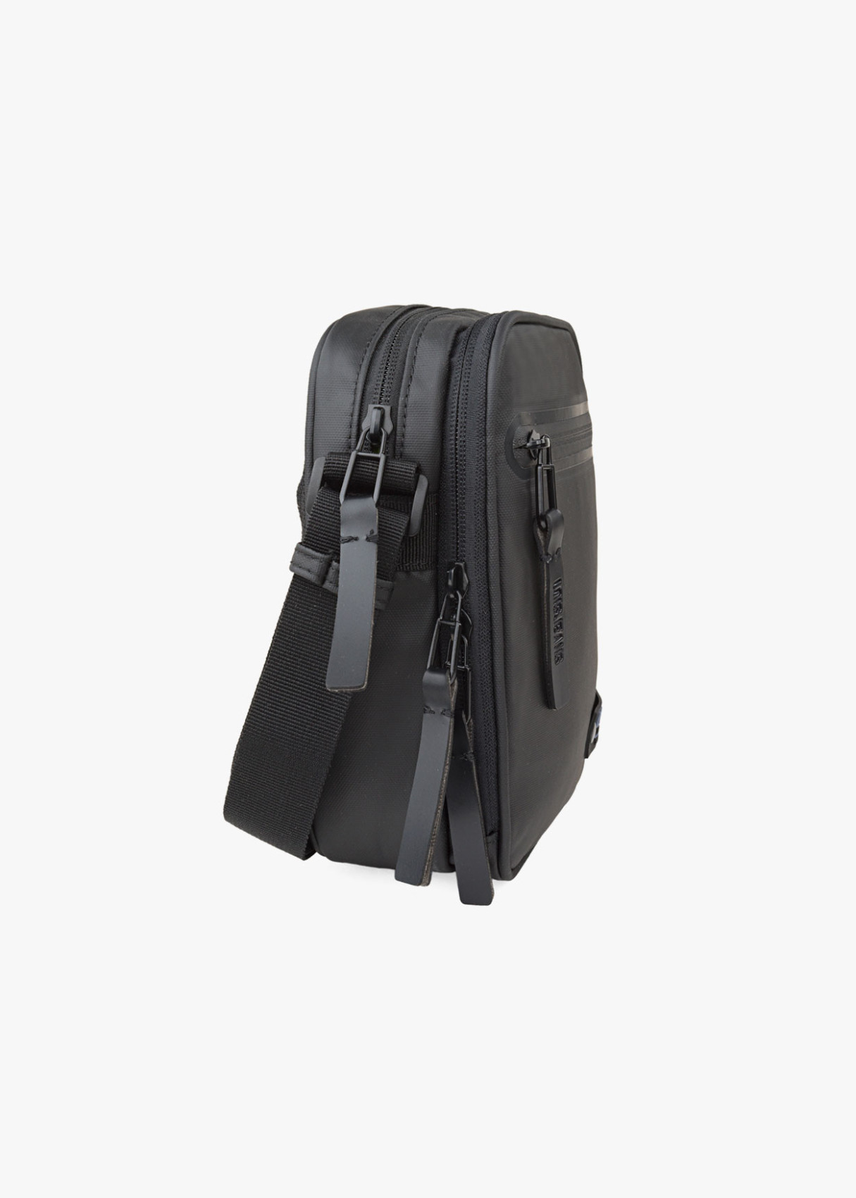 Bandolera ajustable con multiples compartimentos bicolor negra