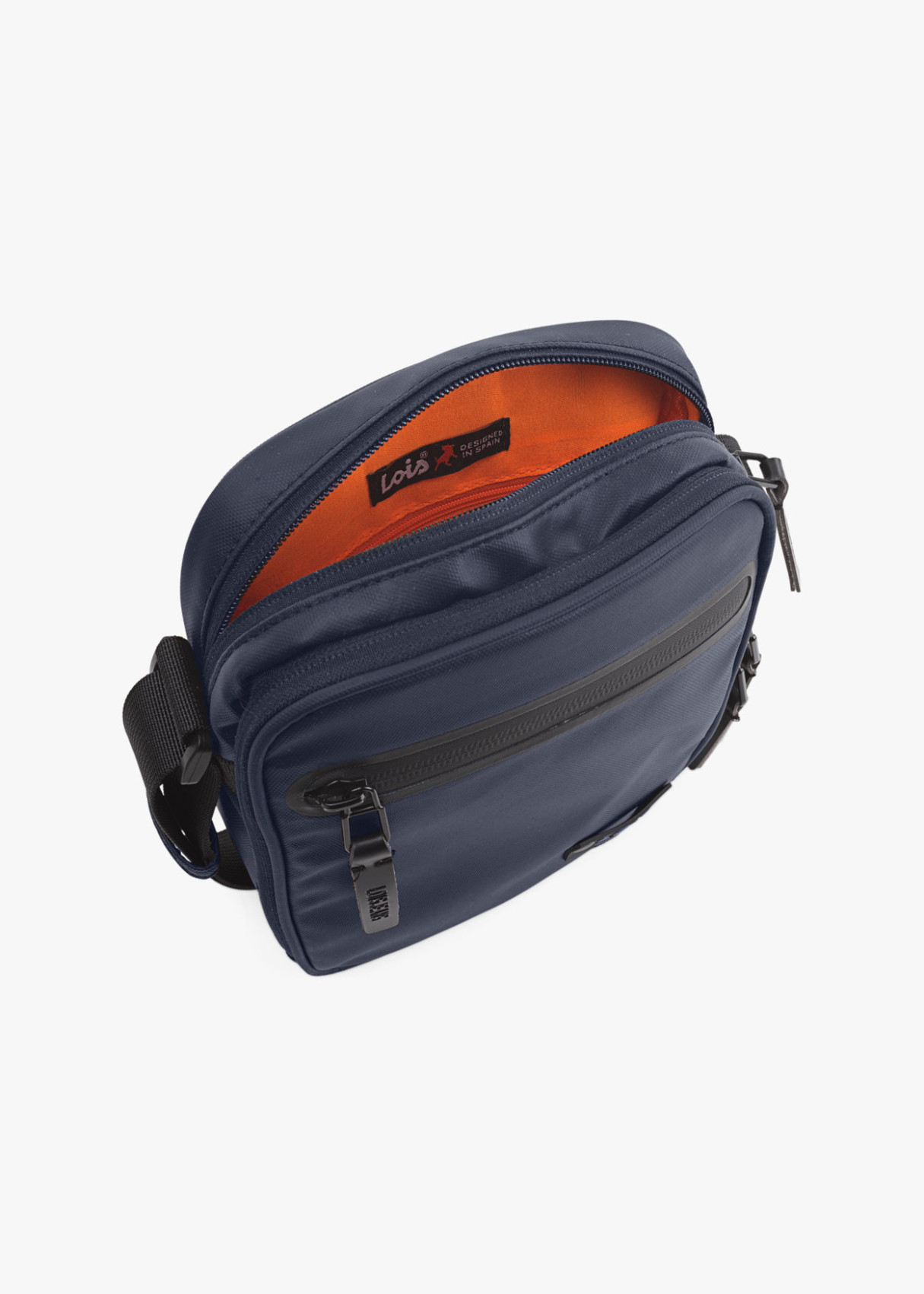 Bandolera ajustable con multiples compartimentos azul