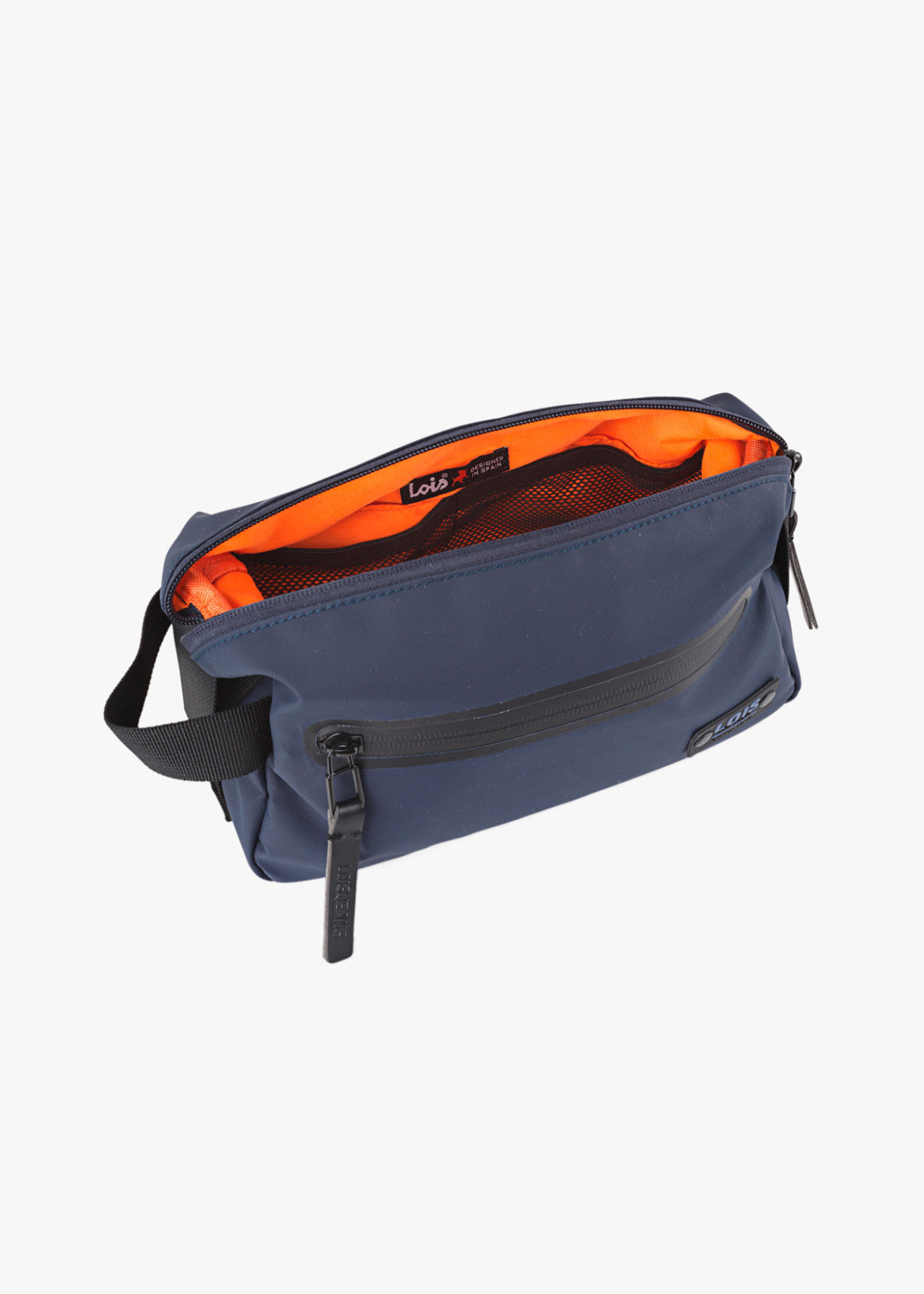 Neceser ligero con cremallera contraste color azul marino