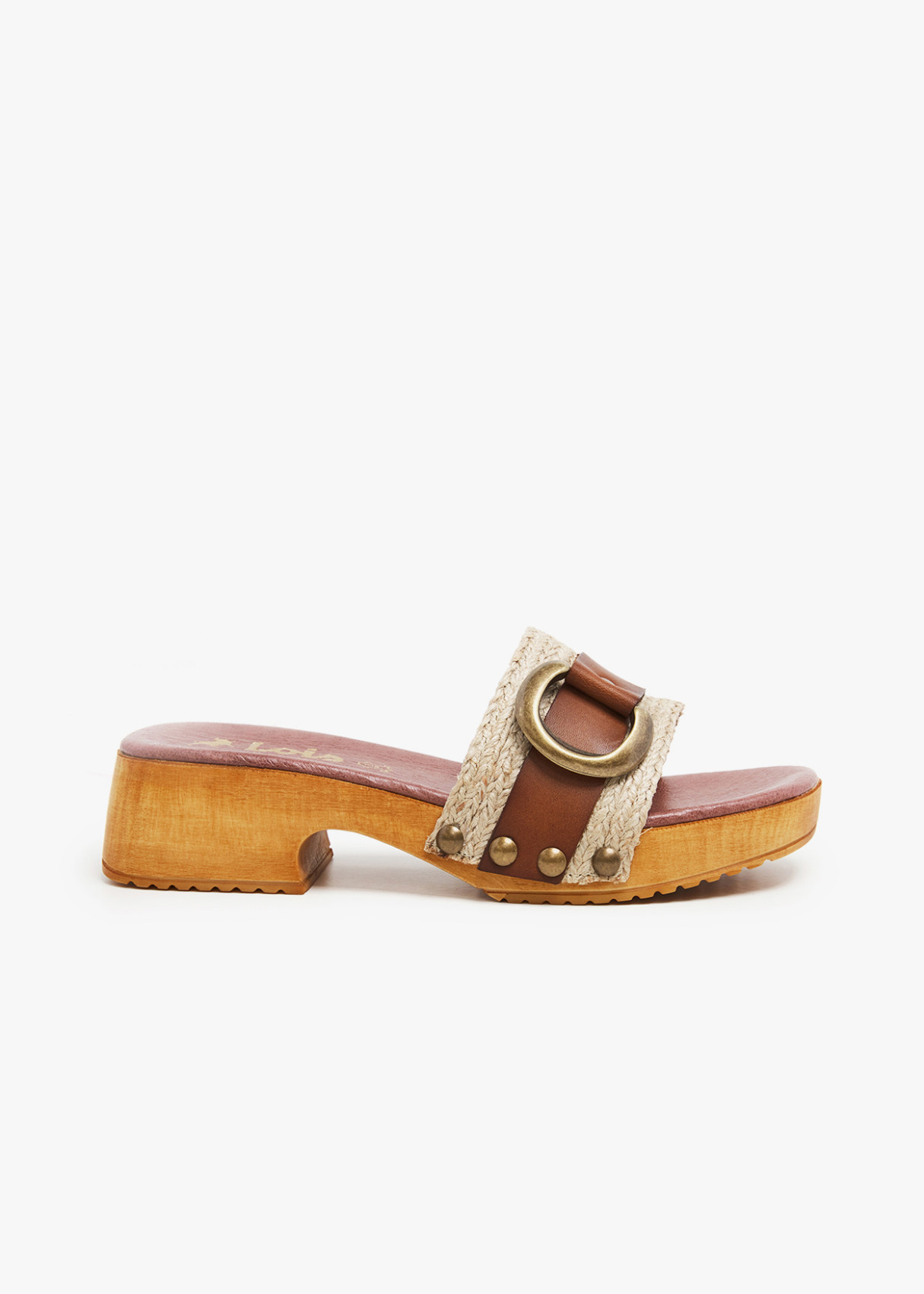 Sandalias De Piel Y Yute detalle Hebilla beige