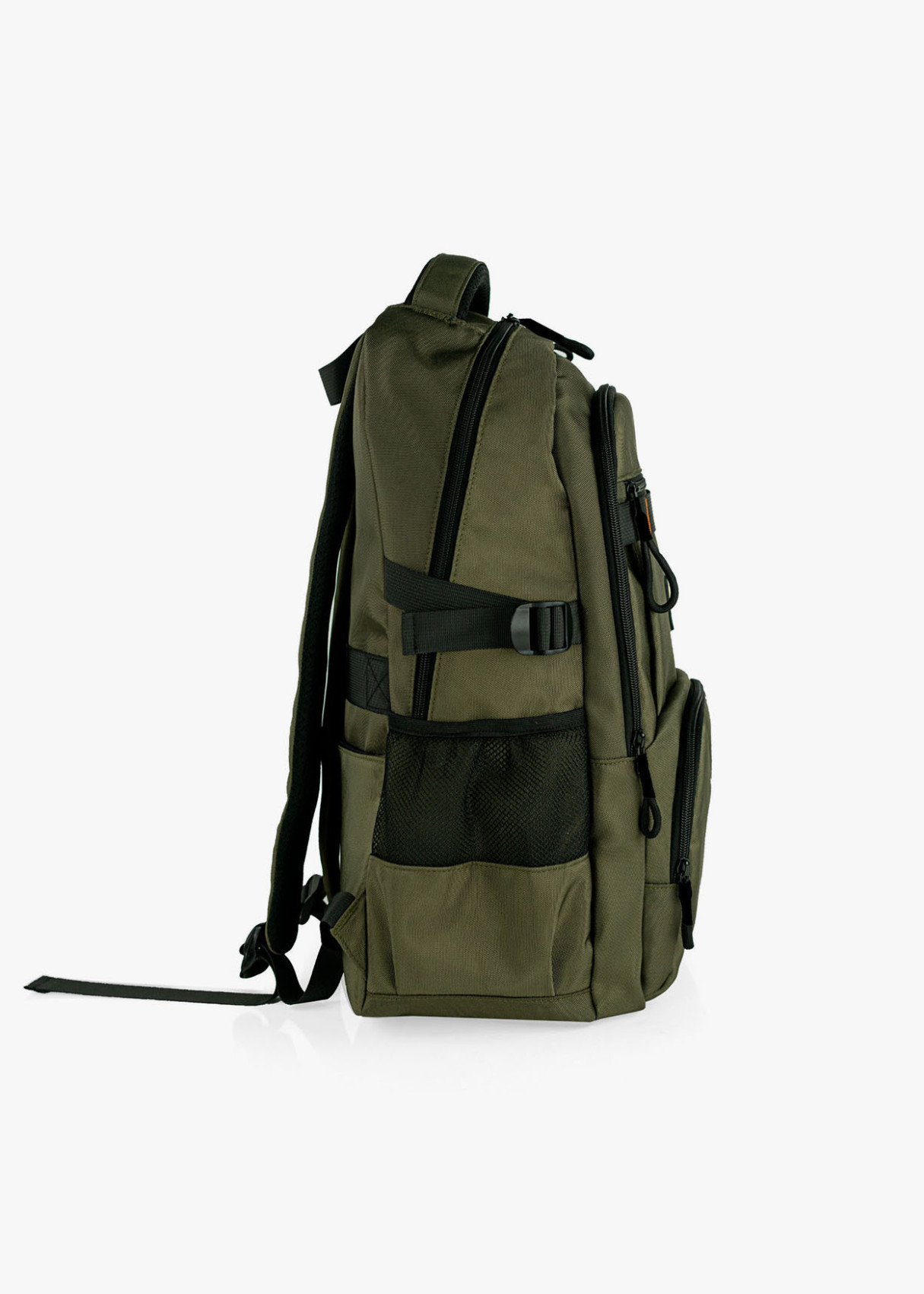 Mochila casual multifuncional bolsillos caqui