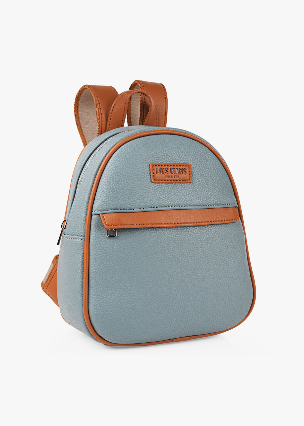 Mochila Casual bicolor bolsillo frontal cremallera azul