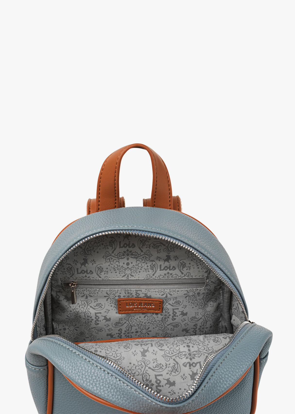 Mochila Casual bicolor bolsillo frontal cremallera azul