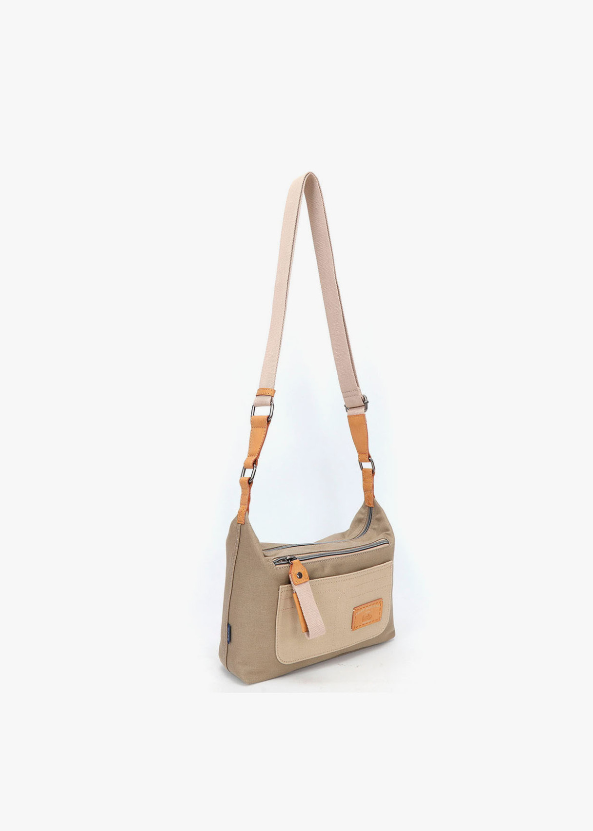Bolso Bandolera bolsillo exterior beige