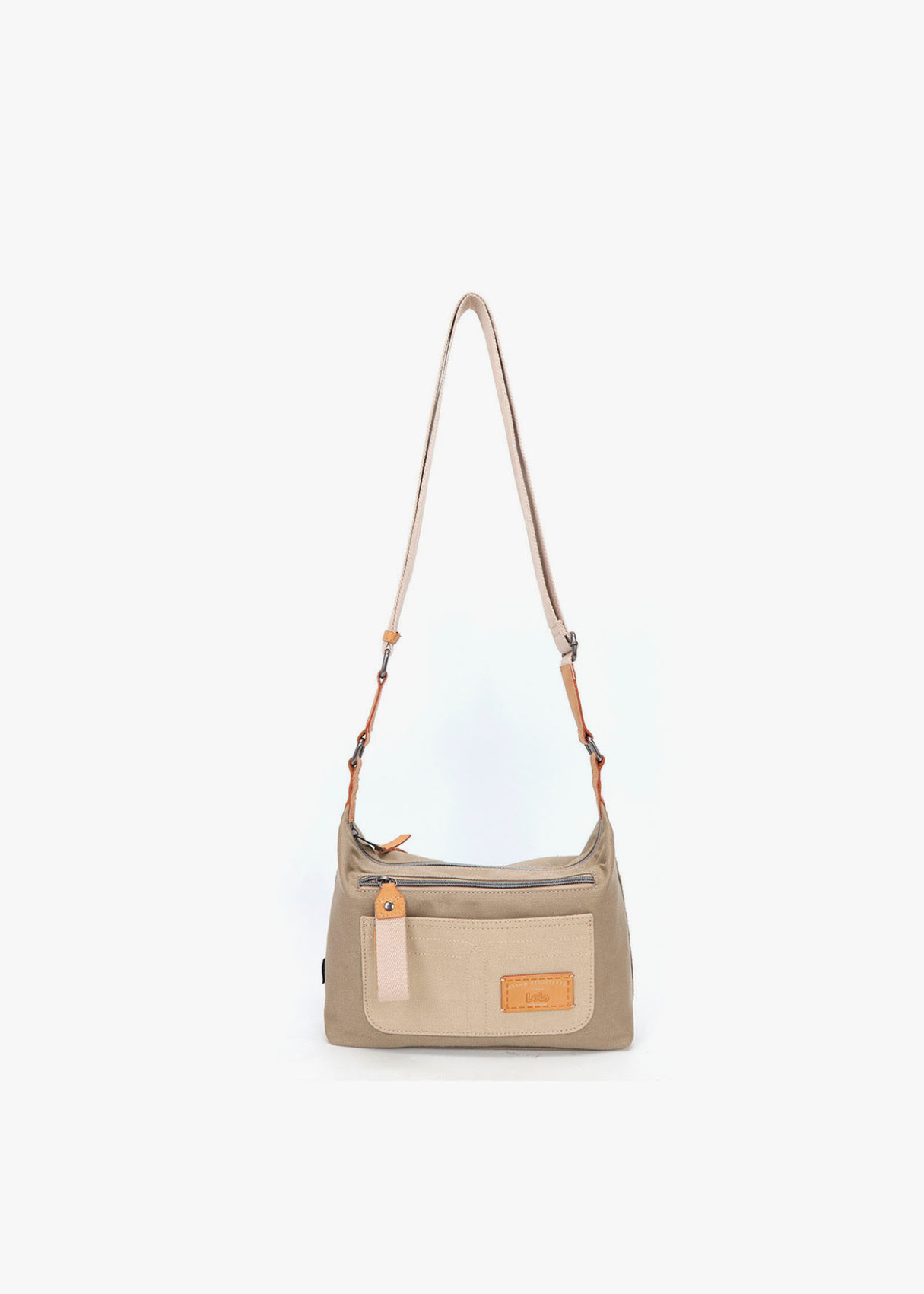 Bolso Bandolera bolsillo exterior beige