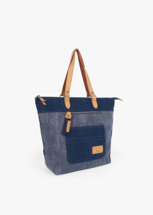 Bolso Shopper efecto denim azul marino