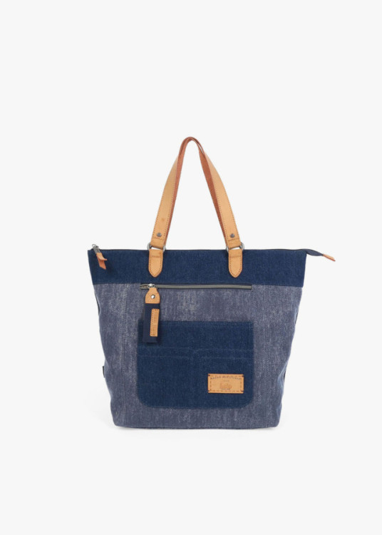 Bolso Shopper efecto denim azul marino