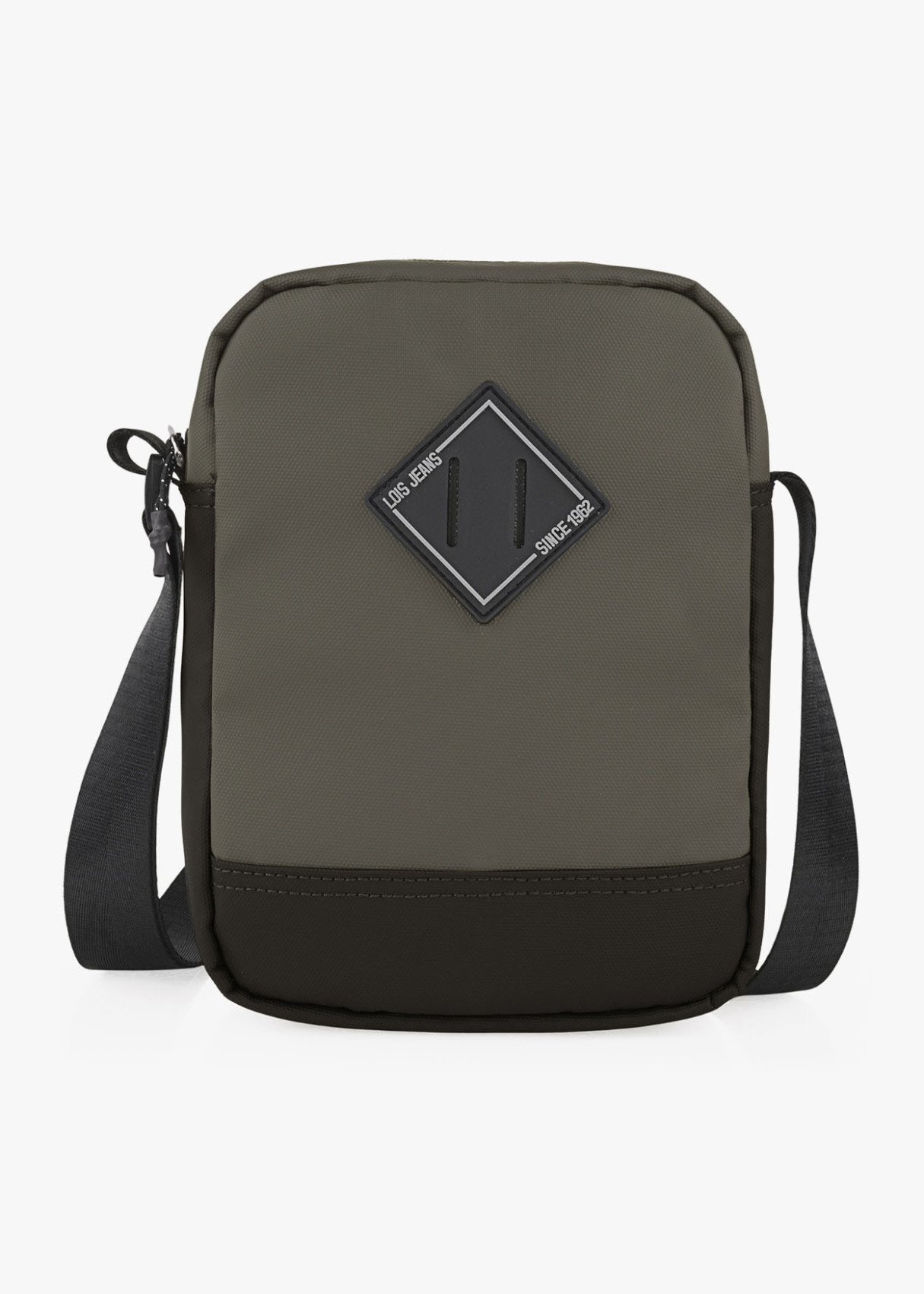 Bandolera lisa cierre cremallera Gris oscuro