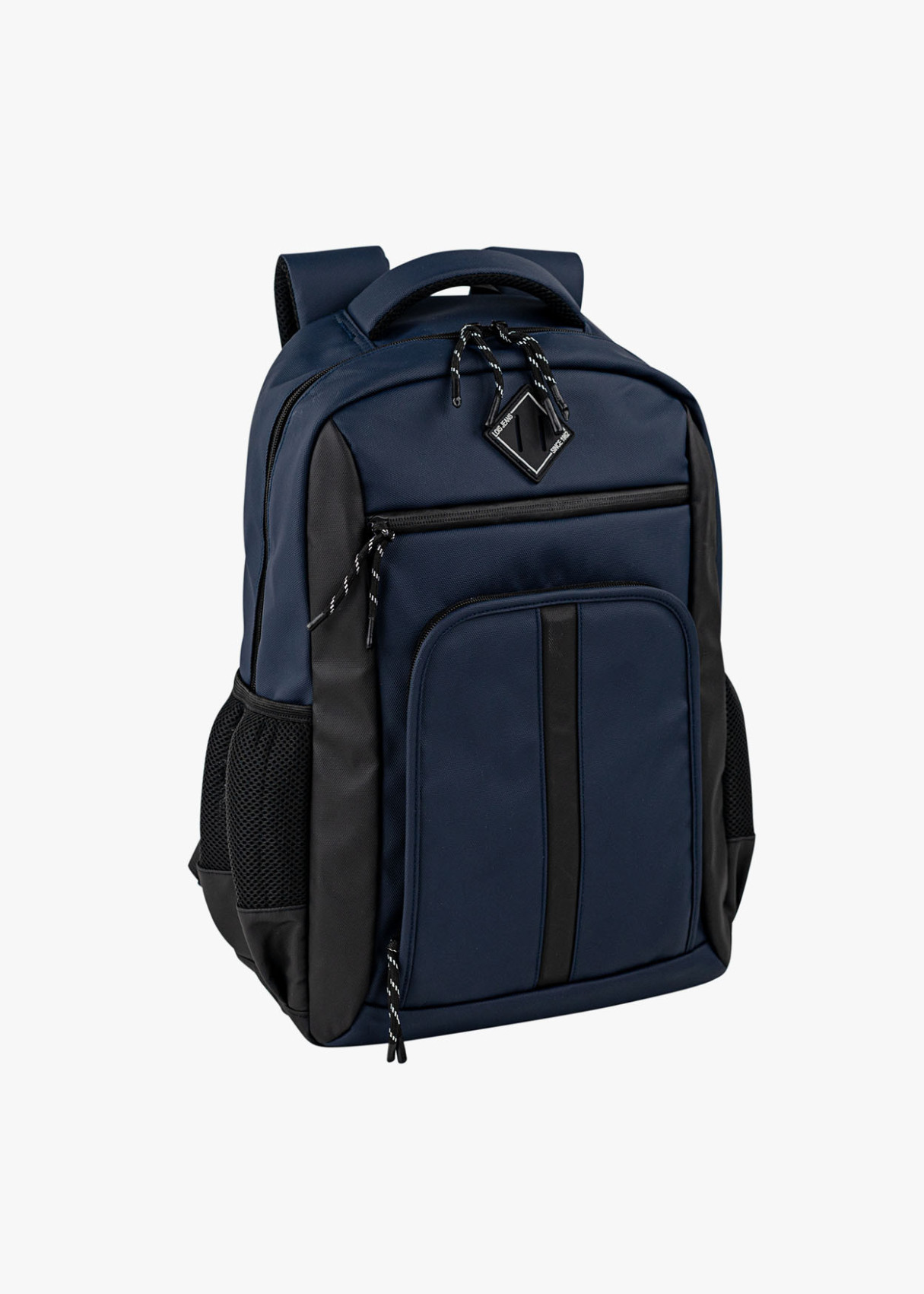 Mochila bolsillo frontal puerto usb externo azul oscuro