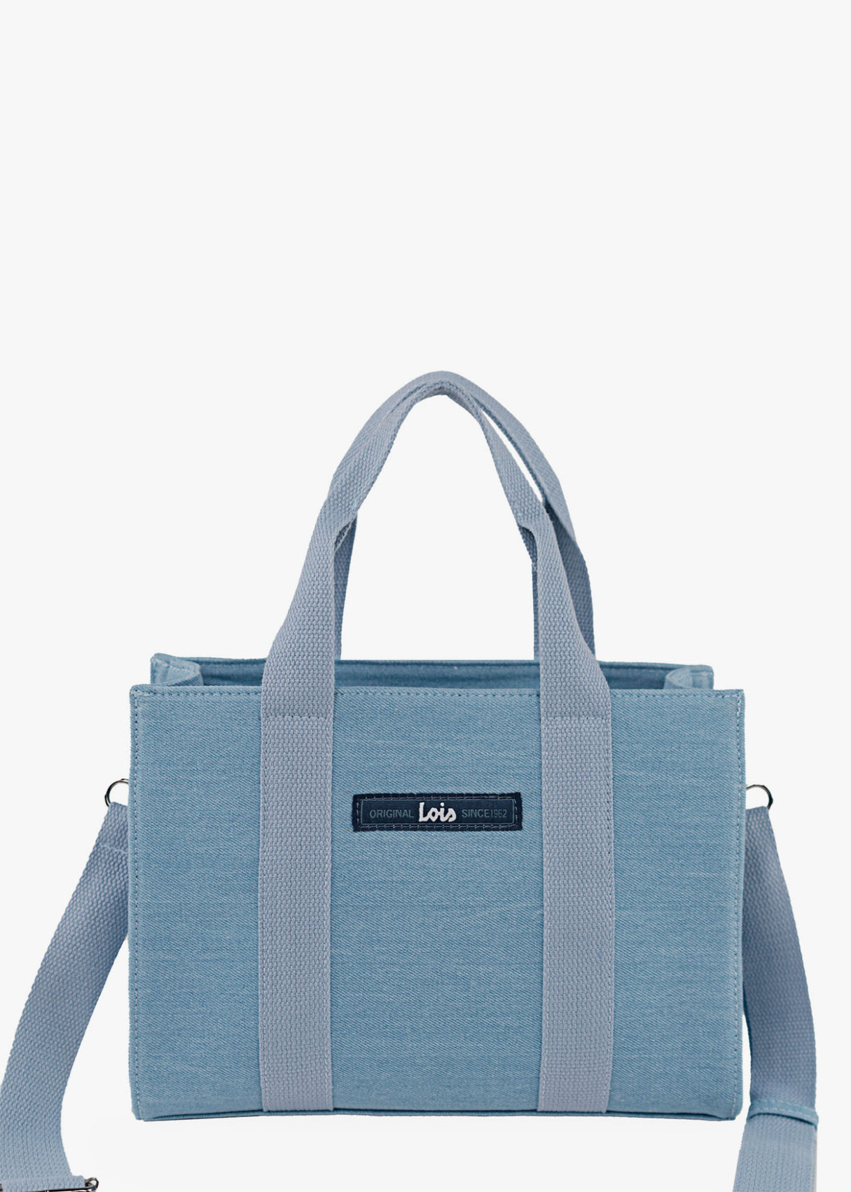 Bolso doble asa con bordado denim
