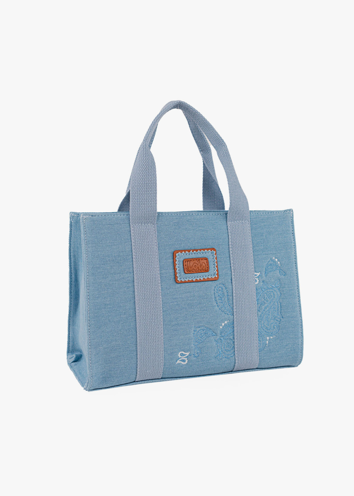 Bolso doble asa con bordado denim