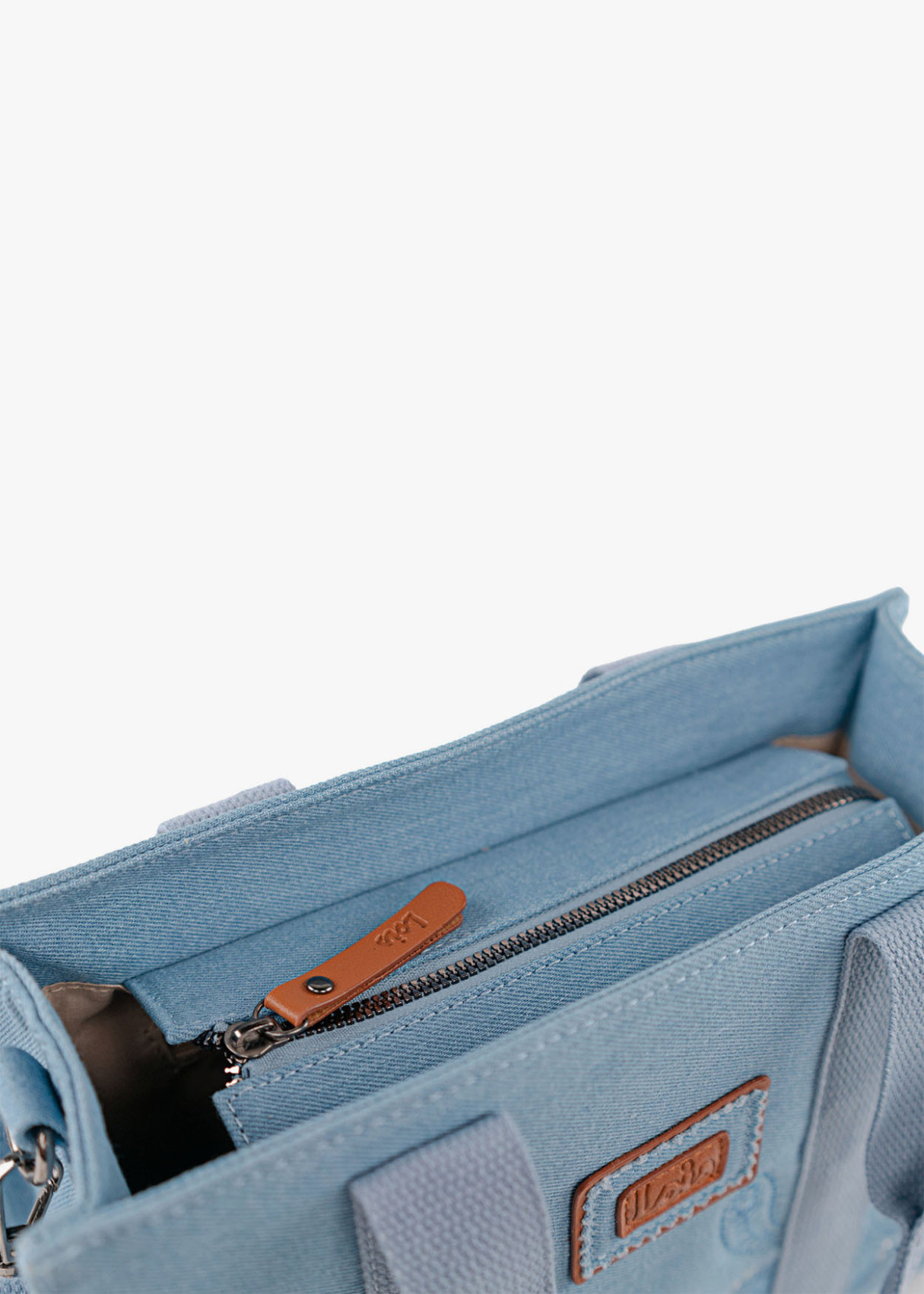 Bolso doble asa con bordado denim