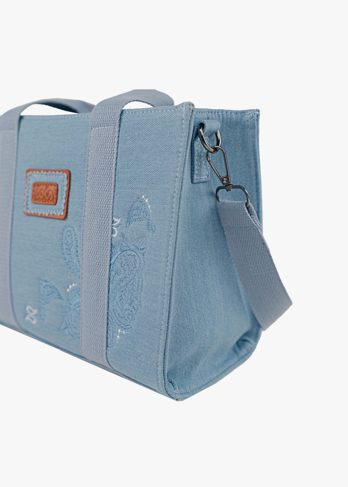 Bolso doble asa con bordado denim