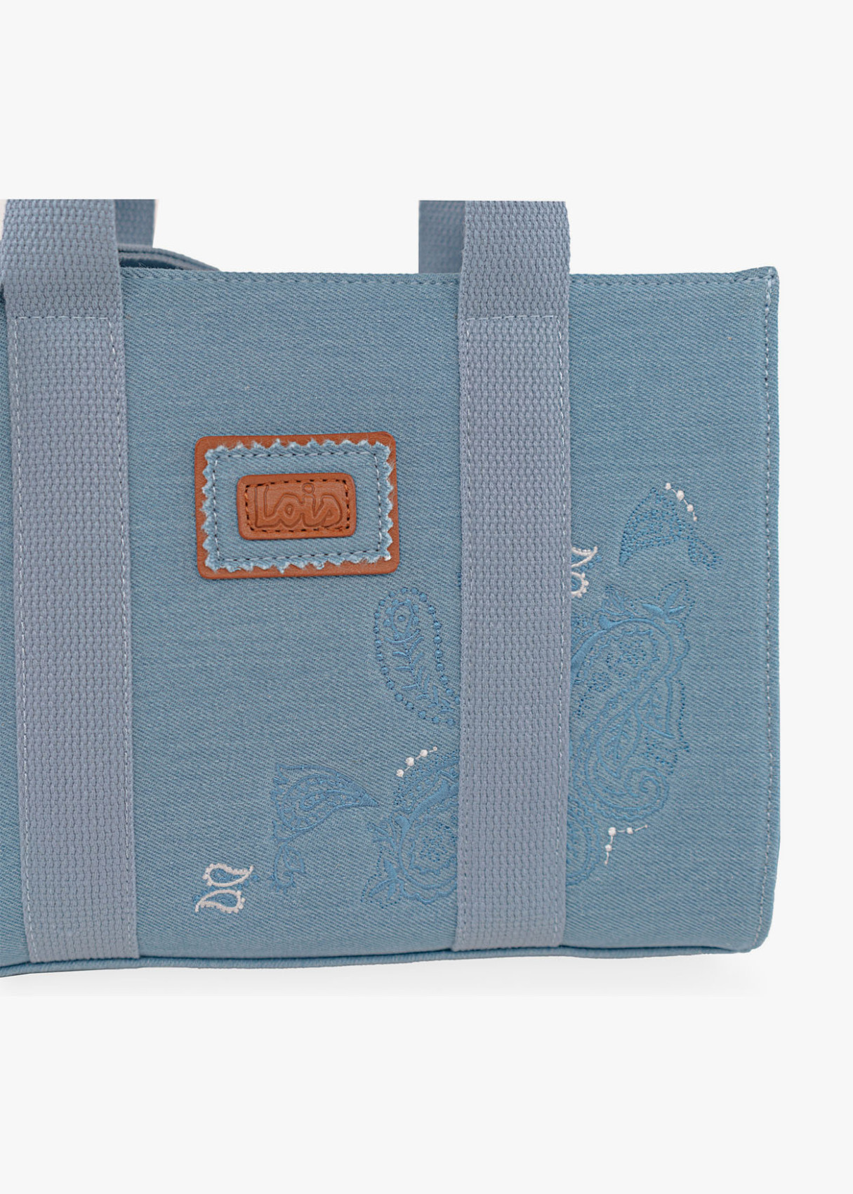 Bolso doble asa con bordado denim