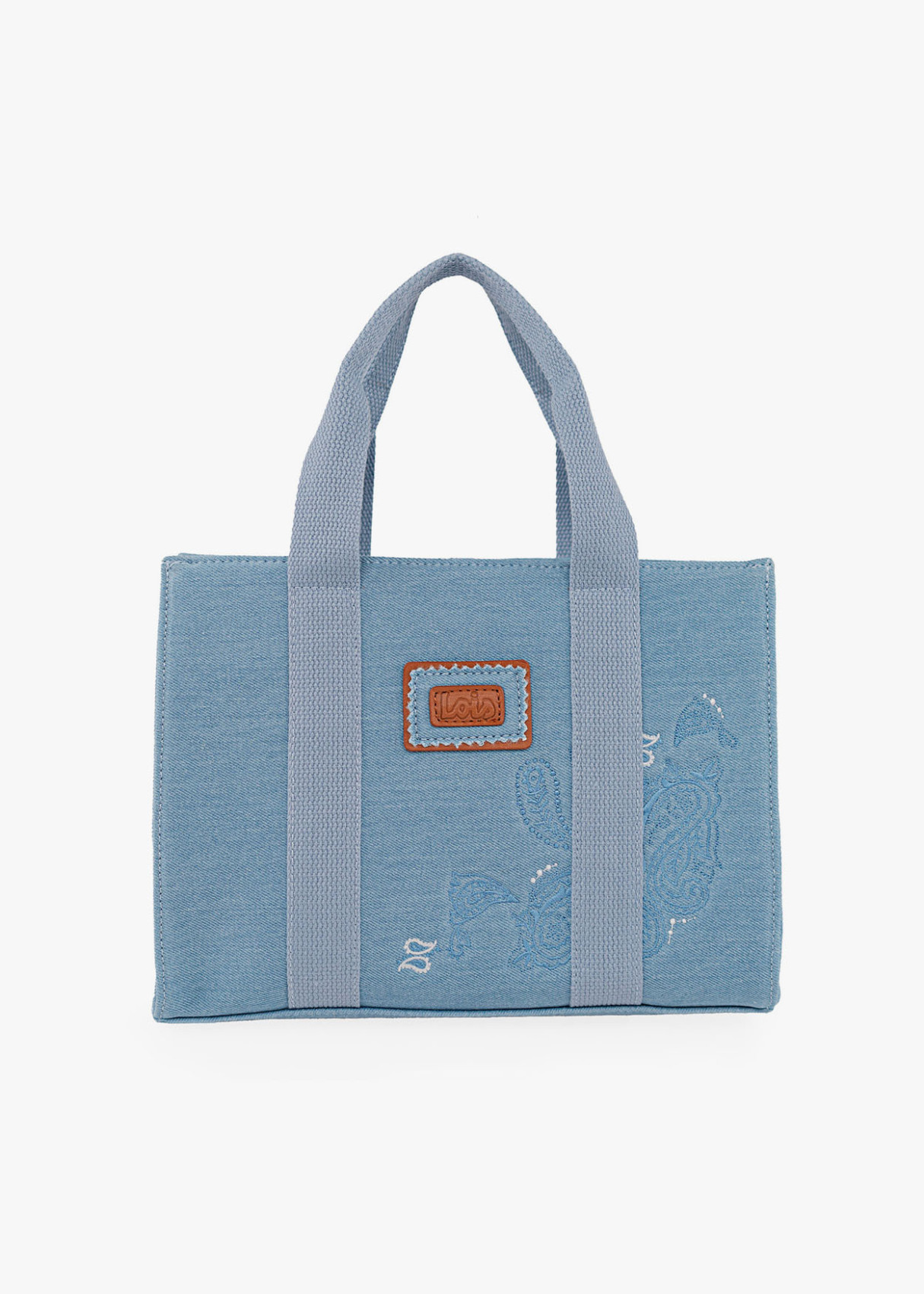 Bolso doble asa con bordado denim