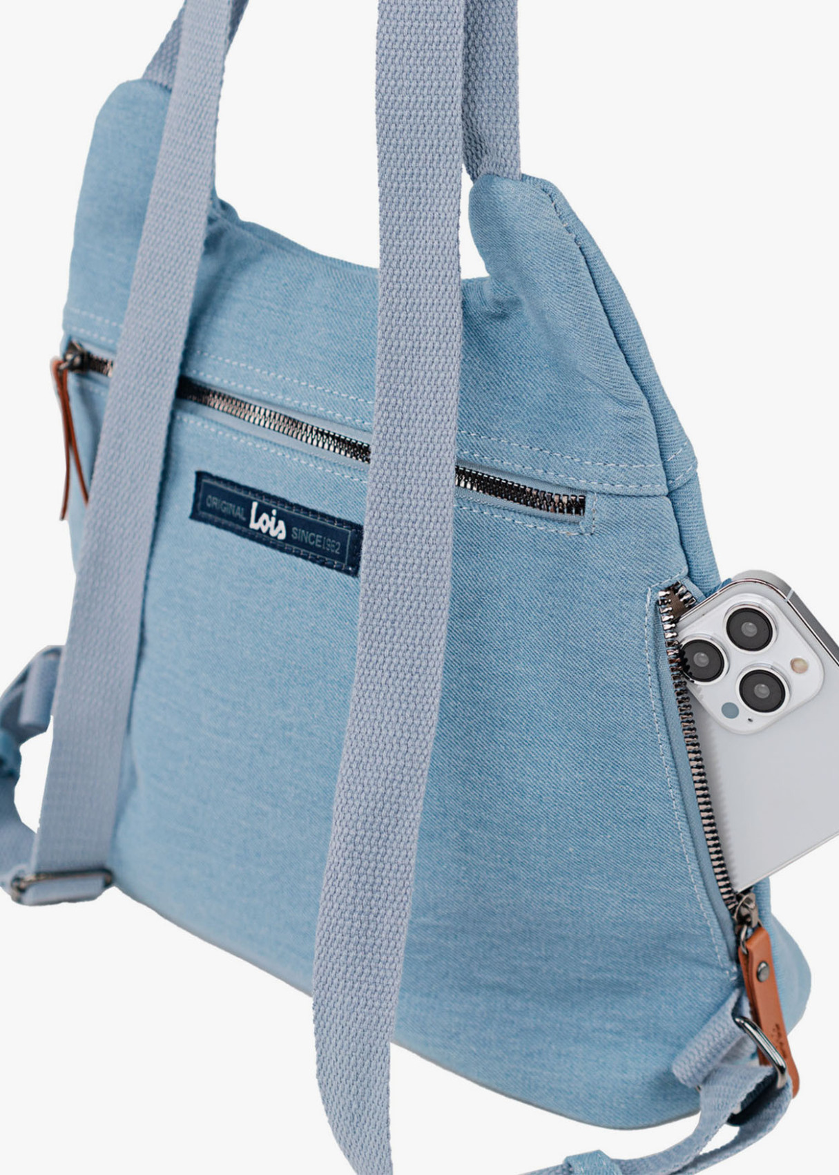 Bolso Mochila antirrobo Cremallera Exterior Denim