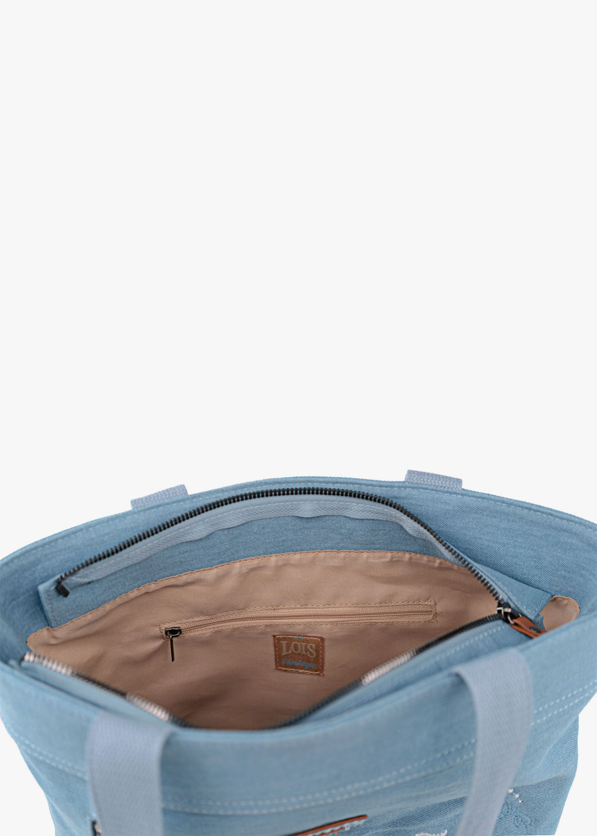 Bolso shopper con bordado denim