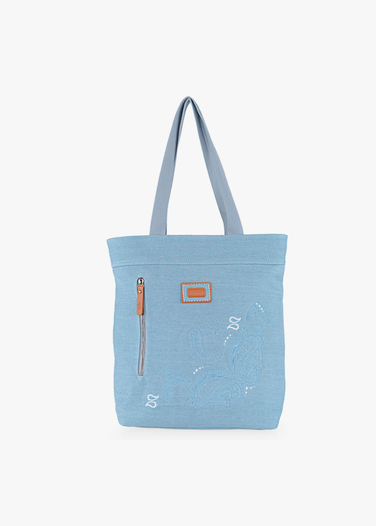 Bolso shopper con bordado denim