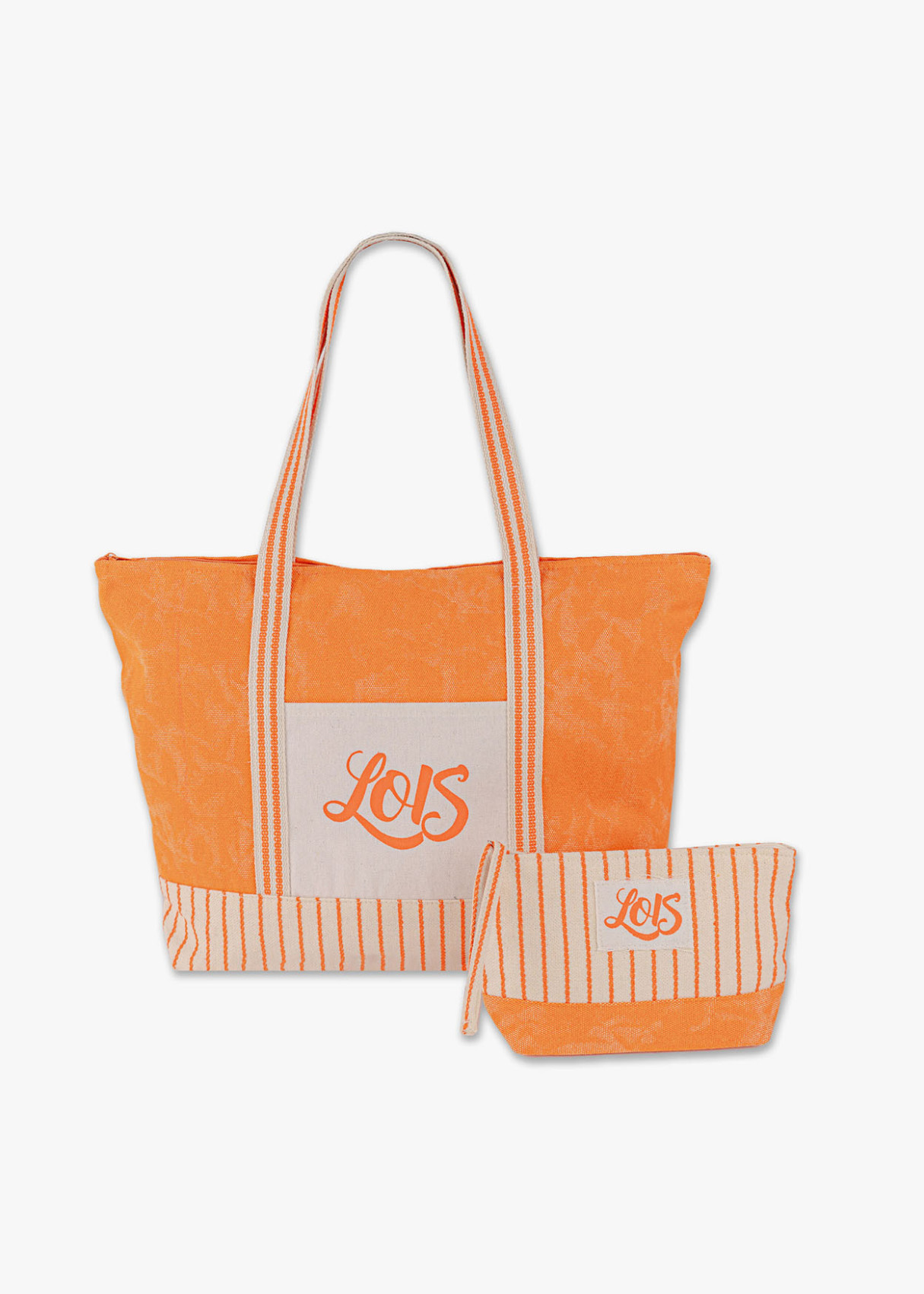 Bolso Playa rayas neceser naranja