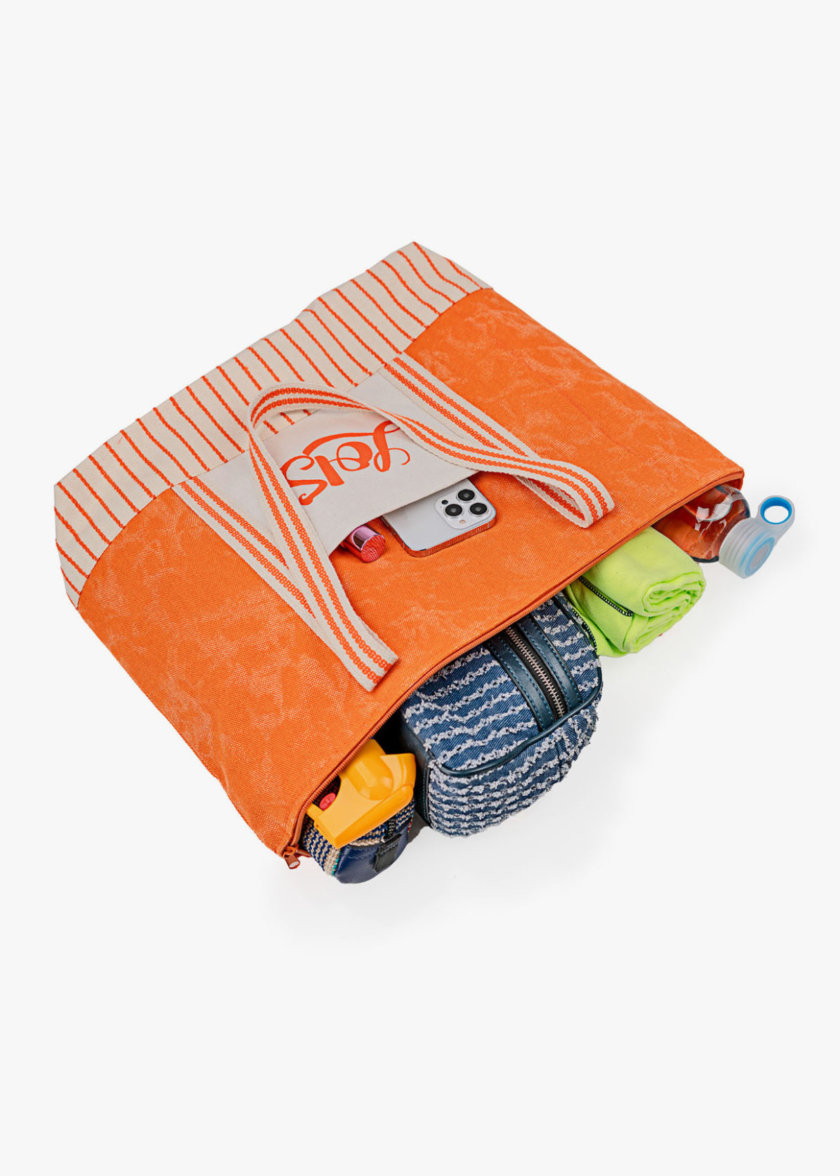 Bolso Playa rayas neceser naranja
